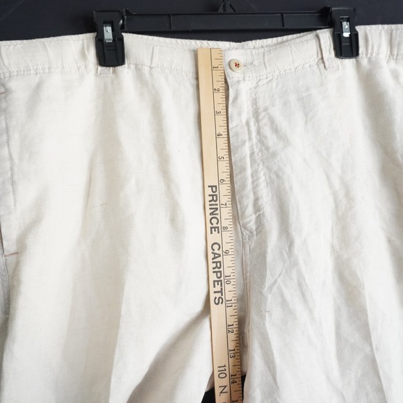 Tommy Bahama Relax Cream Linen Trousers Elastic Waist Casual Pants LG Beach - Picture 4 of 11